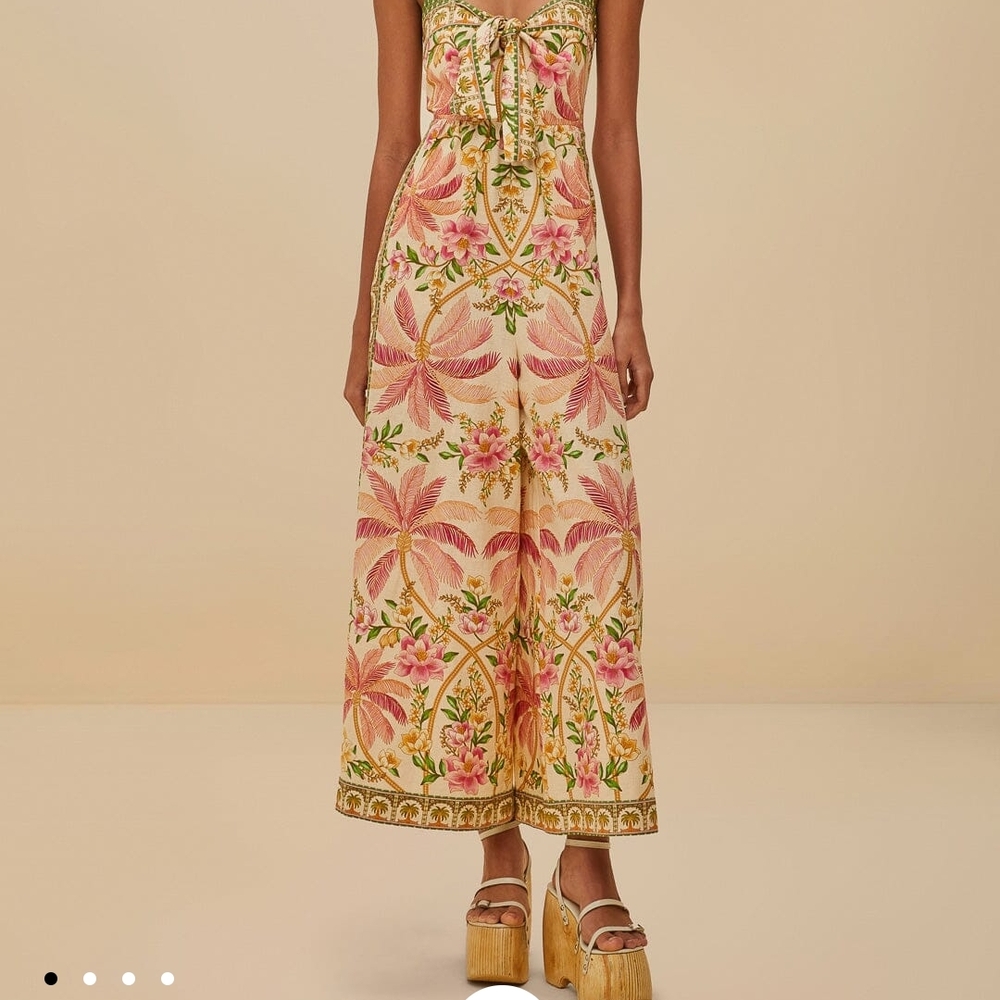 FARM Rio Off-White Palm Dream Jumpsuit, Size L